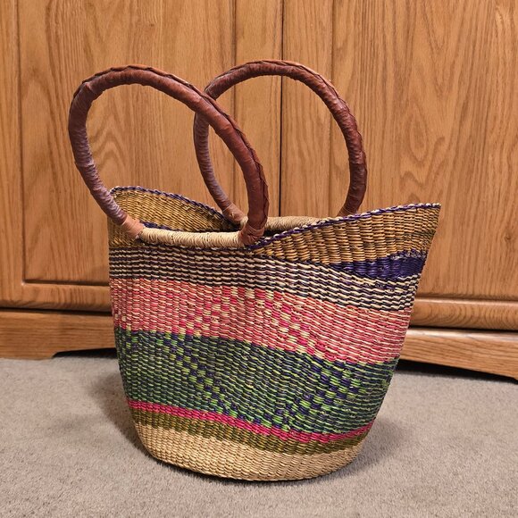 African Market Basket / Bolga Shopping Basket - Picture 3 of 4